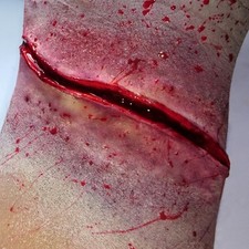 Slit cut slash stab wound! #3 Deep detailed latex fake scar UK costume Halloween
