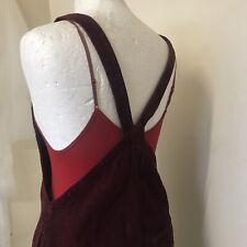 TOPSHOP MOTO 8 Petite PINAFORE DUNGAREE DRESS  BURGUNDY RED Corduroy Pockets