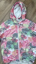 Decathlon Wed’ze reversible white / rainbow dots ski jacket / puffer coat age 12
