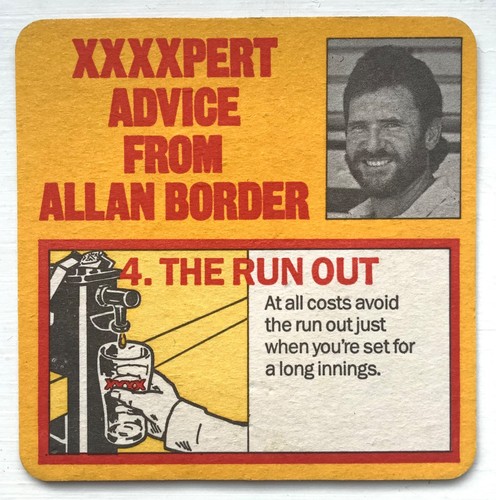 Allan border beer mat ashes - allan,