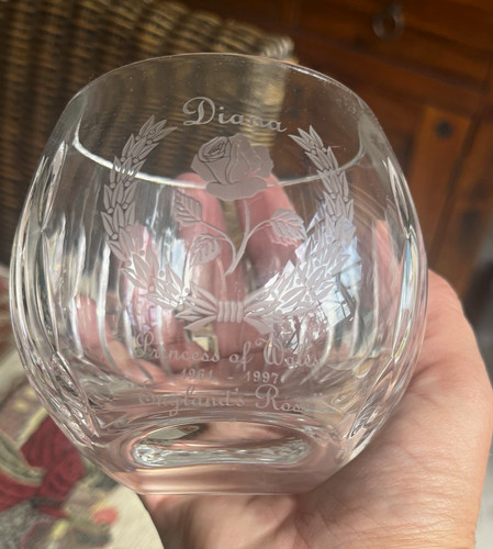 Clear cut glass bowl engraved - cut,