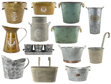 Metal Plant Pots Vintage Milk