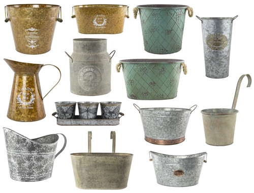 Metal plant pots vintage milk - metal,