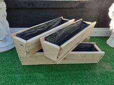 Garden Planters 50cm Wooden Planter Reclaimed Timber Wood Outdoor Summer Flower 
