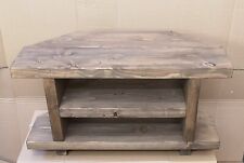 Corner Chunky Rustic StyleTable/ TV Stand,Console Unit Handmade Solid Wood 80 cm