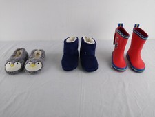 M&S Boy's 3pcs Bundle Shoes Slippers Wellies Size 7 Penguin Spiderman NWOT F2