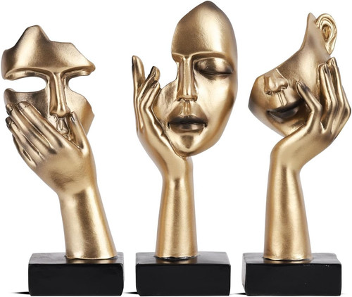 Pcs thinker statue golden - 3,