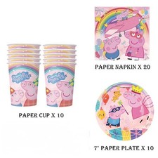 Peppa Pig Party Supplies Tableware Cups Plates Napkins Kids Birthday Decoration