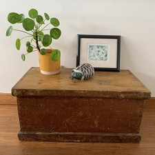 Antique Pine Box Trunk Storage