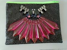 Mawi London Clutch Pouch Bag - haematite tone bullet casing, crystal & perspex