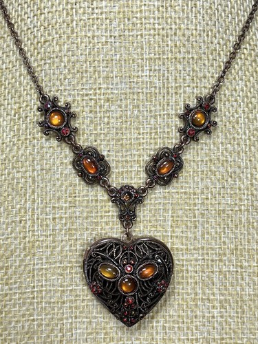 Copper tone heart locket - copper,