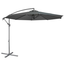 Dellonda DG264 Banana Parasol Umbrella Outdoor Patio Canopy 3m &Cover Grey A