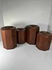 VTG. WOODEN 4 PC. LINED