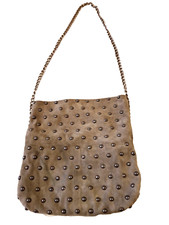 ZARA Taupe Suede With Metal Studs, Medium Shoulder Bag