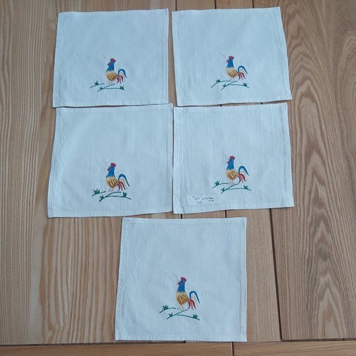 Vintage white cockerel bird - x5,