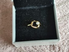 Pandora S925 ALE Gold Organically Shaped Round Pearl Pandora Ring Size 54