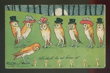 LOUIS WAIN Artist Signed. Comic OWLS 'We shall be home at' Posted 1907