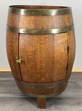 Barrel Cabinet Vintage French Oak Wine Cabinet Storage Brass Bands LOT 3899