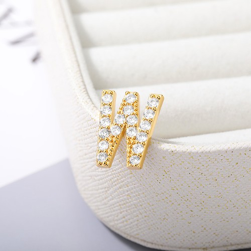 Crystal letter brooch - crystal,