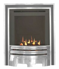 GAS FIRE CHROME SLIDE CONTROL SLIMLINE HIGH EFFICIENCY 86% INSET GLASS FRONTED