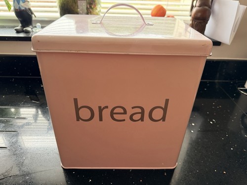 Pink metal bread bin - bin, storage