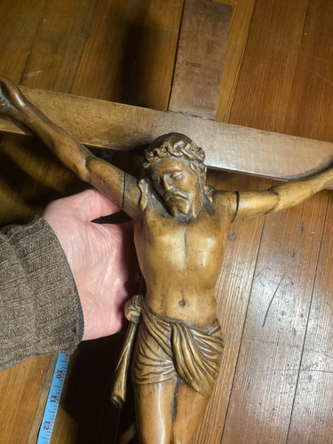 Antique wood crucifix cross - antique,