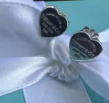 Genuine Tiffany & Co Mini Heart Tag Stud Earrings in Silver 925 RRP £275