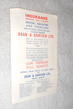 DEAN & DAWSON TRAVEL AGENTS. STOCKPORT. ORIGINAL circa 1950 INSURANCE BROCHURE