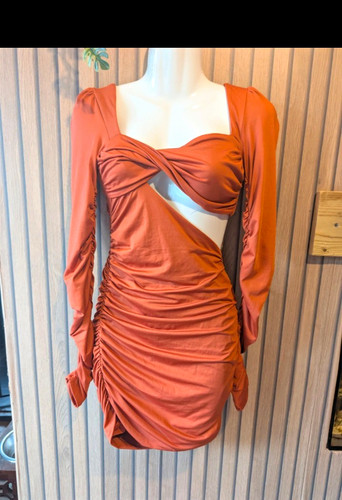 Polly rust bodycon mini - rust,