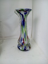 Vintage Murano larg Glass Vase Handblown Splatter Glass Colours H 30cm