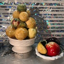 2x Vintage Majolica Pottery Fruit Centrepiece Portugal Ceramic Shining  Display