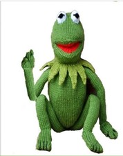 VINTAGE HUGE KERMIT & MISS PIGGY CUDDLY TOY KNITTING PATTERNS 19" 