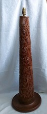 Beautiful Large Antique Hand Carved Wooden Floor Lamp with original lead
