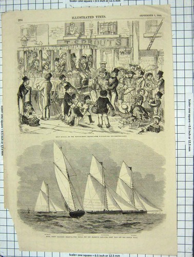 Original old antique print - old,