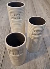 Live Well, Love Much And Laugh Often Tall, Medium And Short Ceramic Vases
