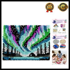 Beginners' Aurora Borealis Latch Hook Rug Kit - All-in-One Creative Craft 20x15
