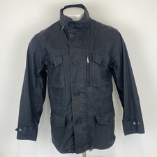 Barbour Sapper Coat Country Jacket Blue Cotton Linen Size Medium Mens Outdoor