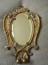 Gilt Brass Wall Mirror Antique with bevel glass and 2 sconce hook points