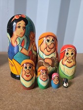 Disney Snow White And 7 Dwarfs Wood Nesting Dolls Vintage