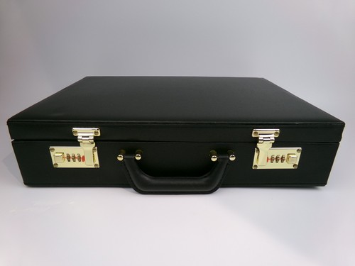 Black faux leather briefcase - faux,