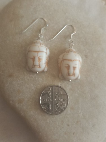 Buddha head white howlite - buddha,