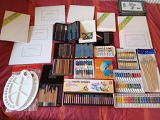 Artist Job Lot Acrylic Paint Oils Watercolour Pencils Pastels Canvases Chalk Ink