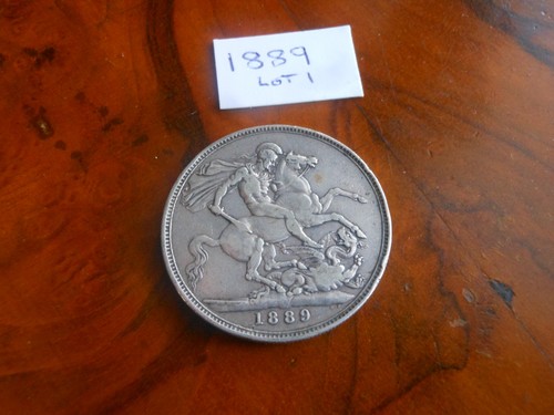 1889 victoria silver crown - gb,