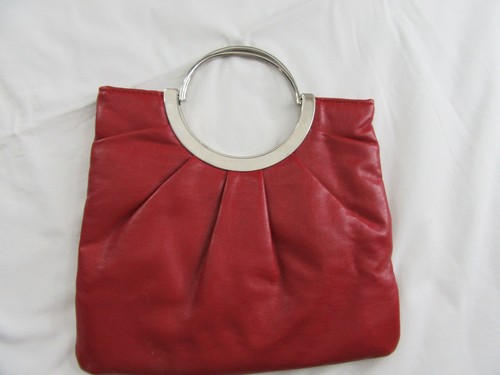 Red faux leather - faux, hand/clutch