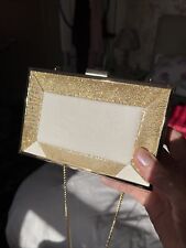 Beautiful evening bag clutch gold white chain sparkles Untold used once