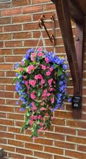 Artificial Flowers Hanging Basket Plants Garden Pot Ivy Leaf Fern Foliage Rose