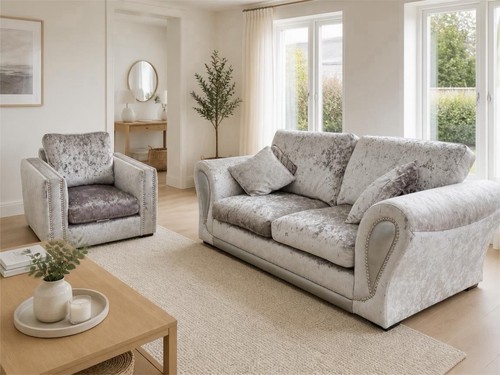 Dfs silver velvet sofa bed - silver,