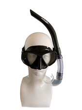 Adult Black Folding Mask & Snorkel Set – Silicone Twin Lens Travel Diving Gear