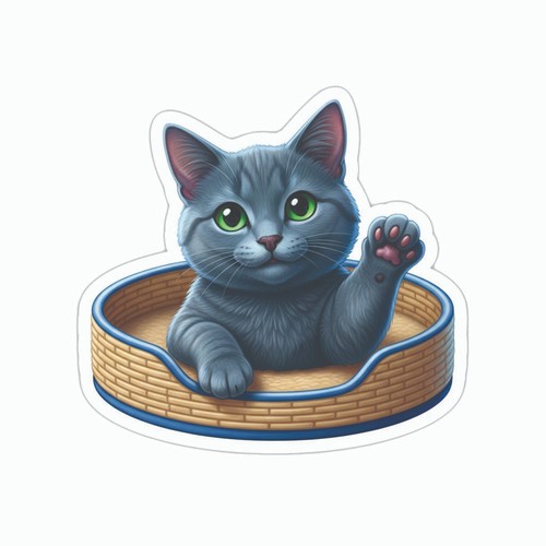 Russian blue cat - vinyl, decal