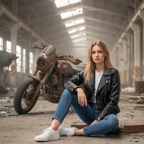 Biker jacket women - jacket, black